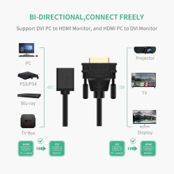 Адаптер UGREEN 20118 - DVI към HDMI Адаптер UGREEN 20118 - DVI към HDMI