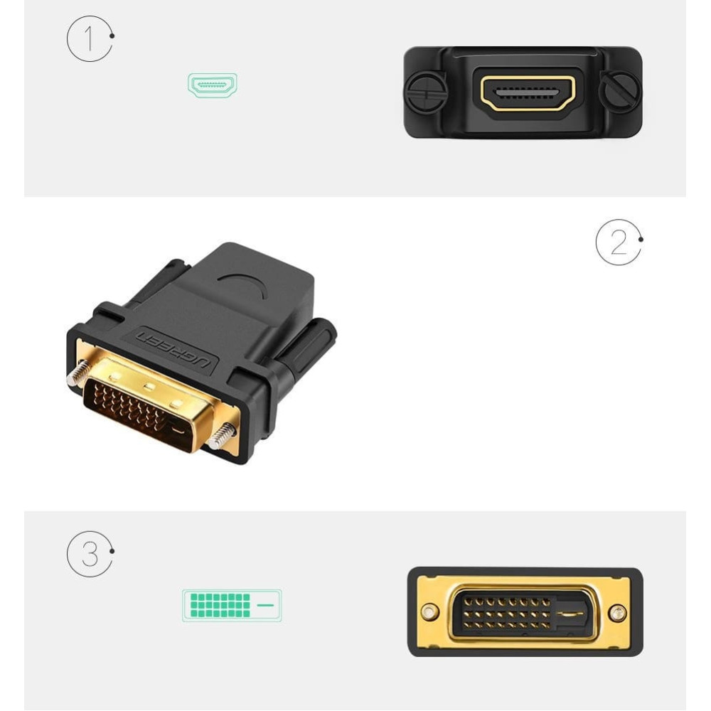 Адаптер UGREEN 20124 - DVI към HDMI Адаптер UGREEN 20124 - DVI към HDMI