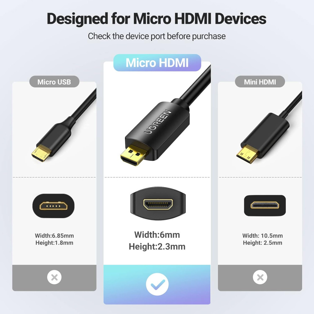 Адаптер UGREEN 20134 - Micro HDMI към HDMI Адаптер UGREEN 20134 - Micro HDMI към HDMI