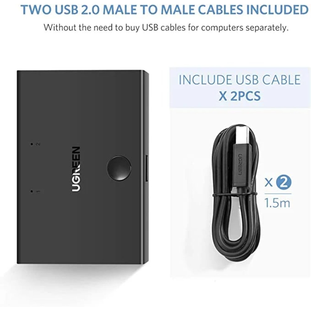 Превключвател UGREEN Sharing Switch Box 30345 - USB-A, 2xUSB-B Превключвател UGREEN Sharing Switch Box 30345 - USB-A, 2xUSB-B