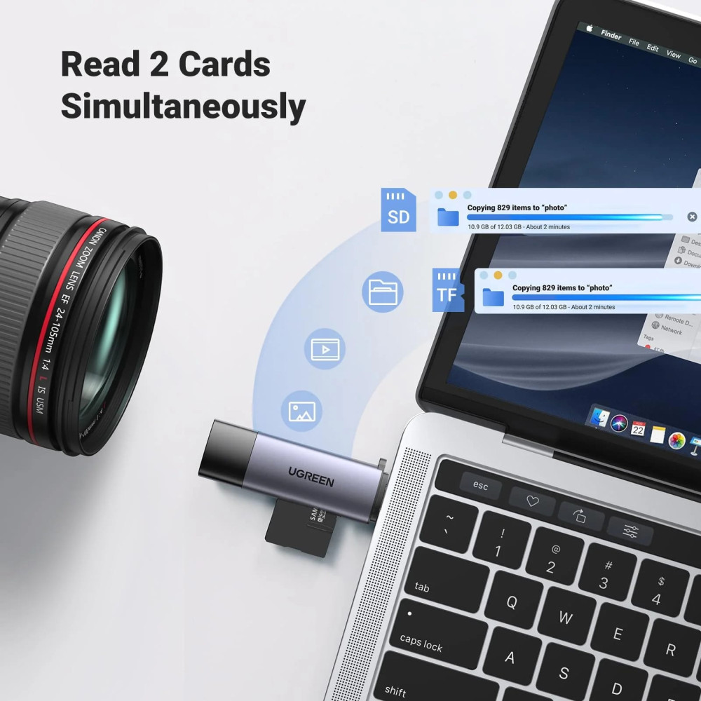 Преходник / Четец на карти UGREEN CM185/50706 - USB-A и Type-C, SD, Micro SD Преходник / Четец на карти UGREEN CM185/50706 - USB-A и Type-C, SD, Micro SD