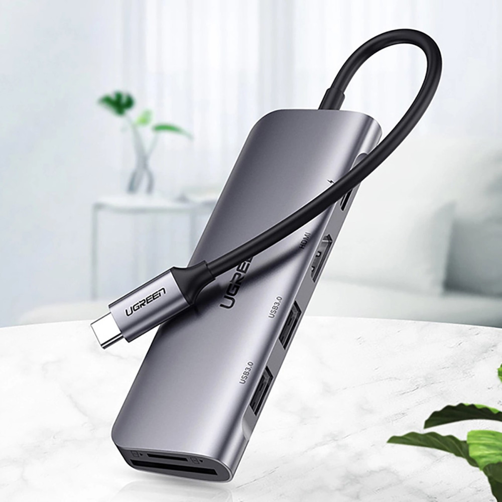 Хъб UGREEN Revodok Pro CM195/15214 7в1 от Type-C към 2xUSB-A, HDMI, 2xUSB-C, SD card, TF (MicroSD) card Хъб UGREEN Revodok Pro CM195/15214 7в1 от Type-C към 2xUSB-A, HDMI, 2xUSB-C, SD card, TF (MicroSD) card