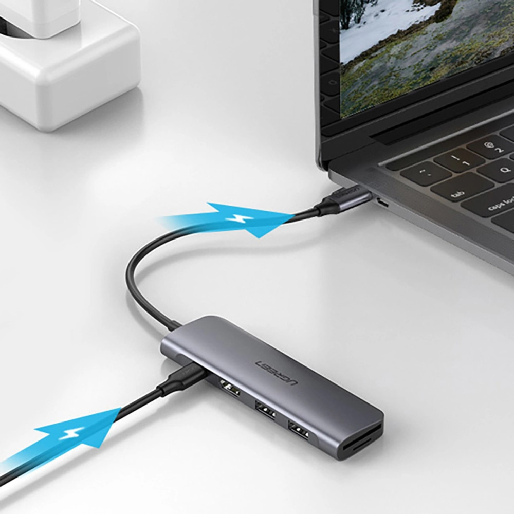 Хъб UGREEN Revodok Pro CM195/15214 7в1 от Type-C към 2xUSB-A, HDMI, 2xUSB-C, SD card, TF (MicroSD) card Хъб UGREEN Revodok Pro CM195/15214 7в1 от Type-C към 2xUSB-A, HDMI, 2xUSB-C, SD card, TF (MicroSD) card