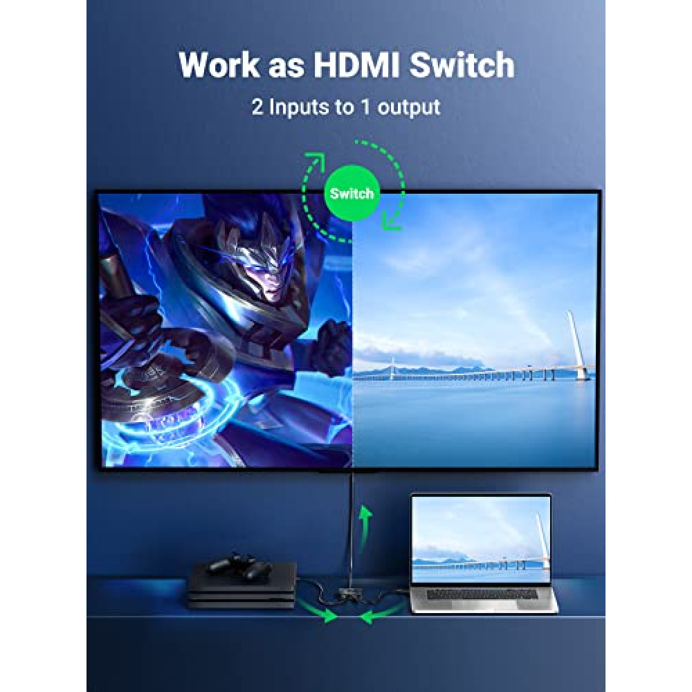Двупосочен превключвател UGREEN Splitter Switch box CM217/50966 - 2в1 HDMI хъб Двупосочен превключвател UGREEN Splitter Switch box CM217/50966 - 2в1 HDMI хъб