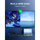 Двупосочен превключвател UGREEN Splitter Switch box CM217/50966 - 2в1 HDMI хъб Двупосочен превключвател UGREEN Splitter Switch box CM217/50966 - 2в1 HDMI хъб
