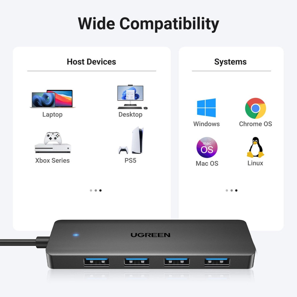 Мултифункционален хъб UGREEN CM219/25851 4в1 от USB-A към 4xUSB-A Мултифункционален хъб UGREEN CM219/25851 4в1 от USB-A към 4xUSB-A