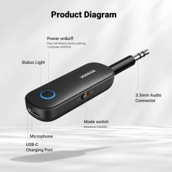 Bluetooth Адаптер UGREEN AUX - CM403/80893 Bluetooth Адаптер UGREEN AUX - CM403/80893