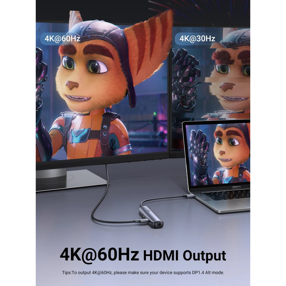Мултифункционален хъб UGREEN CM418/10919 5в1 от Type-C към 2xUSB-A, USB-C, HDMI, RJ45 Мултифункционален хъб UGREEN CM418/10919 5в1 от Type-C към 2xUSB-A, USB-C, HDMI, RJ45