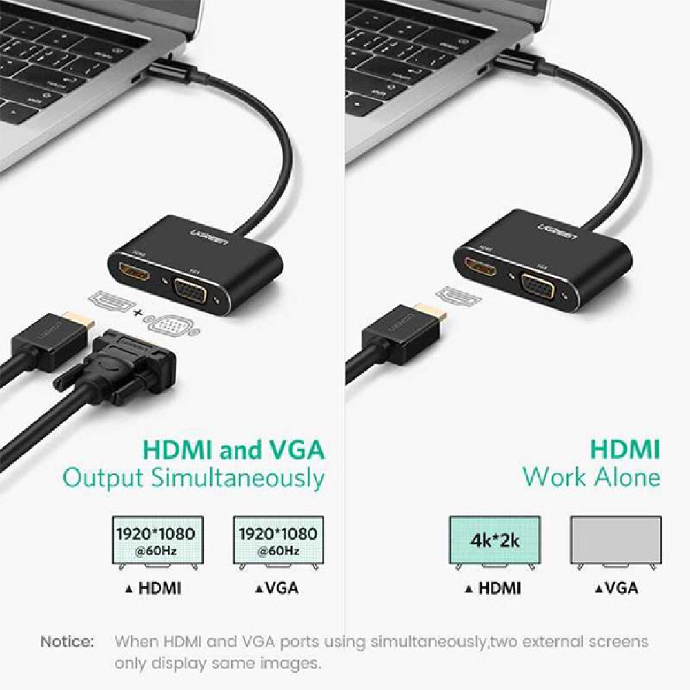 Адаптер UGREEN CM449/20518 от USB-A към HDMI, VGA Адаптер UGREEN CM449/20518 от USB-A към HDMI, VGA