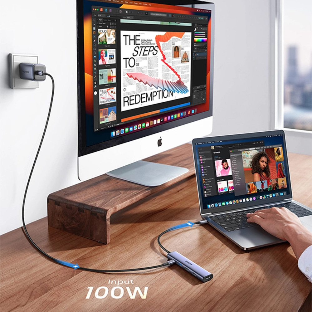 Мултифункционален хъб UGREEN Revodok CM478/15495 5в1 от Type-C към 3xUSB-A, USB-C, HDMI Мултифункционален хъб UGREEN Revodok CM478/15495 5в1 от Type-C към 3xUSB-A, USB-C, HDMI