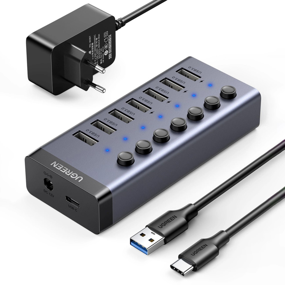 Хъб UGREEN CM481/90307 7в1 от AC към 7xUSB-A Хъб UGREEN CM481/90307 7в1 от AC към 7xUSB-A