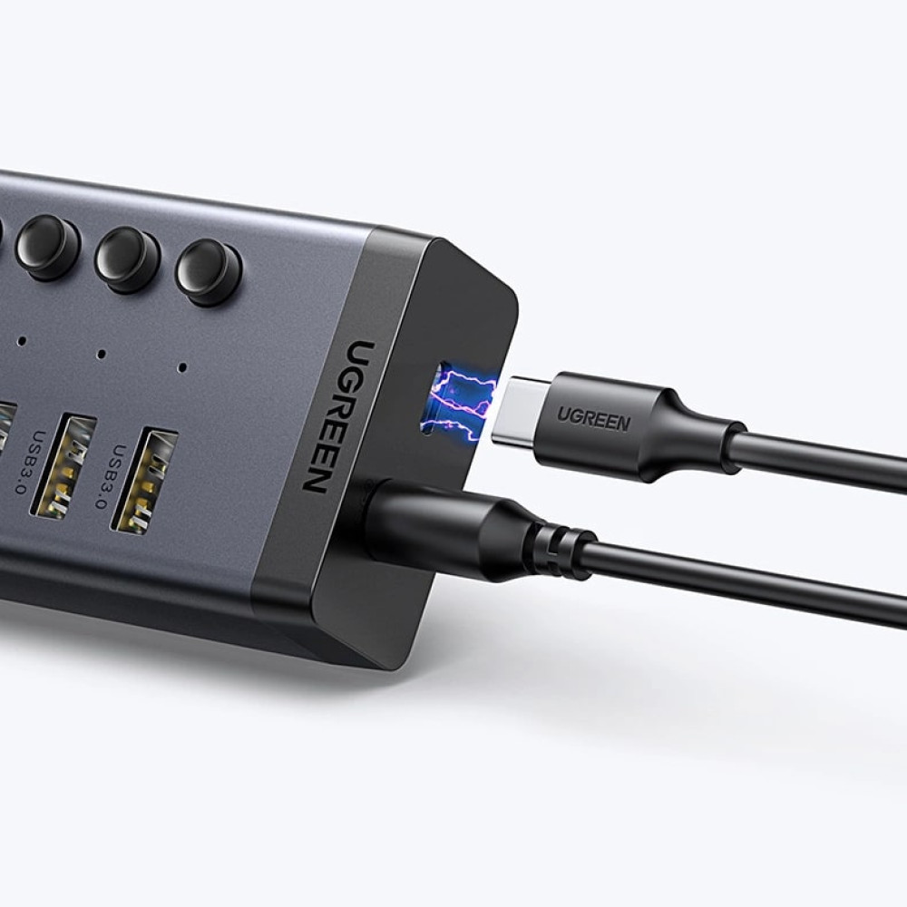 Хъб UGREEN CM481/90307 7в1 от AC към 7xUSB-A Хъб UGREEN CM481/90307 7в1 от AC към 7xUSB-A