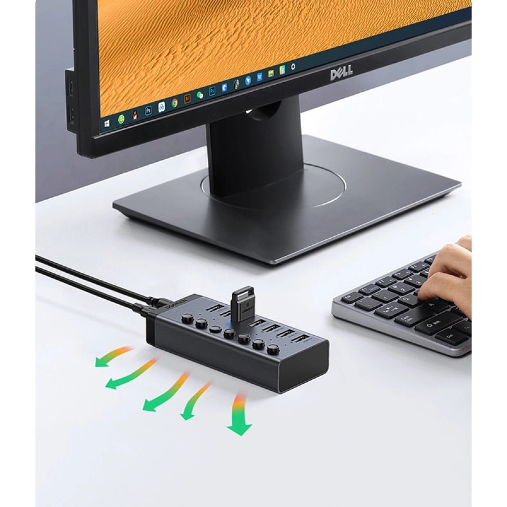 Хъб UGREEN CM481/90307 7в1 от AC към 7xUSB-A Хъб UGREEN CM481/90307 7в1 от AC към 7xUSB-A