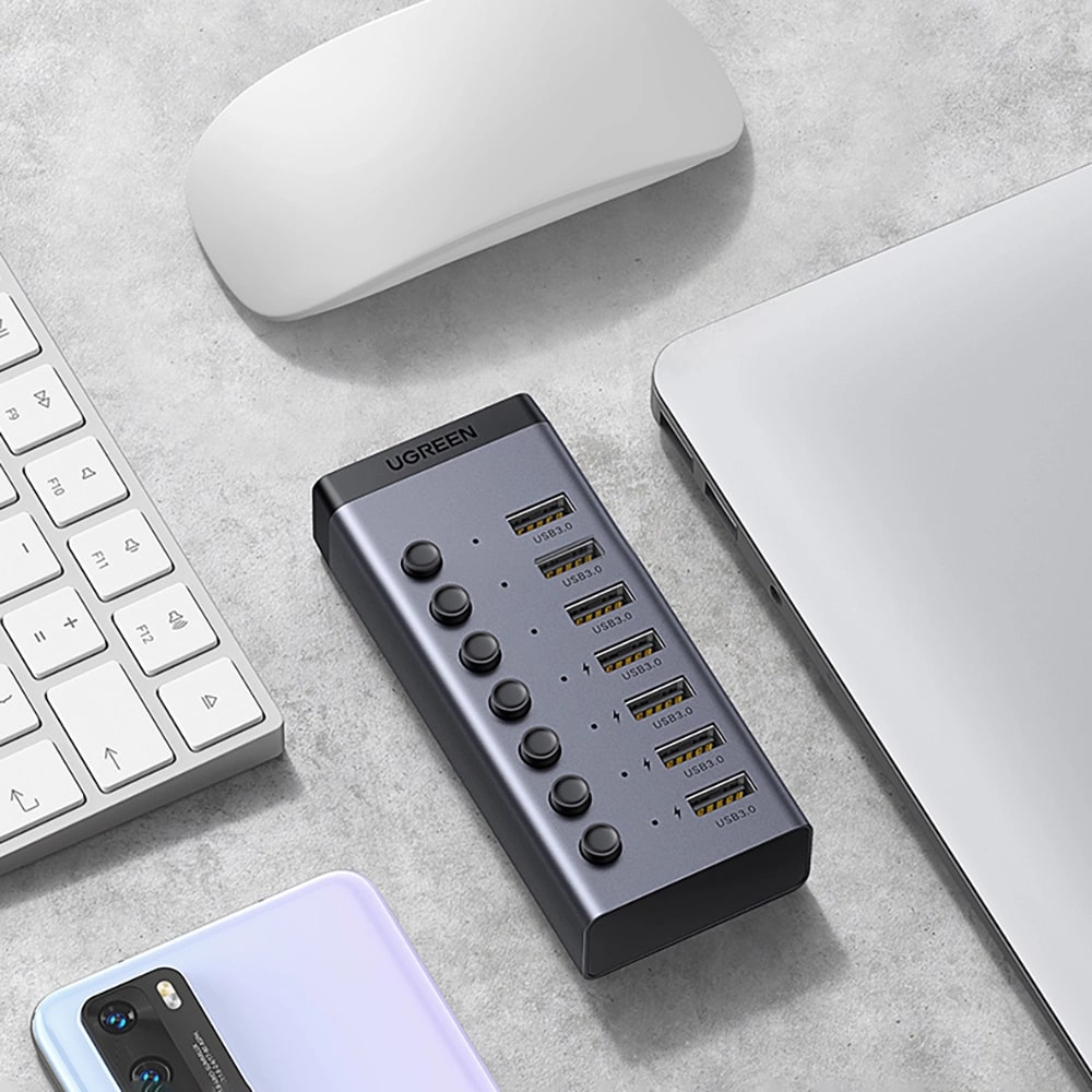 Хъб UGREEN CM481/90307 7в1 от AC към 7xUSB-A Хъб UGREEN CM481/90307 7в1 от AC към 7xUSB-A