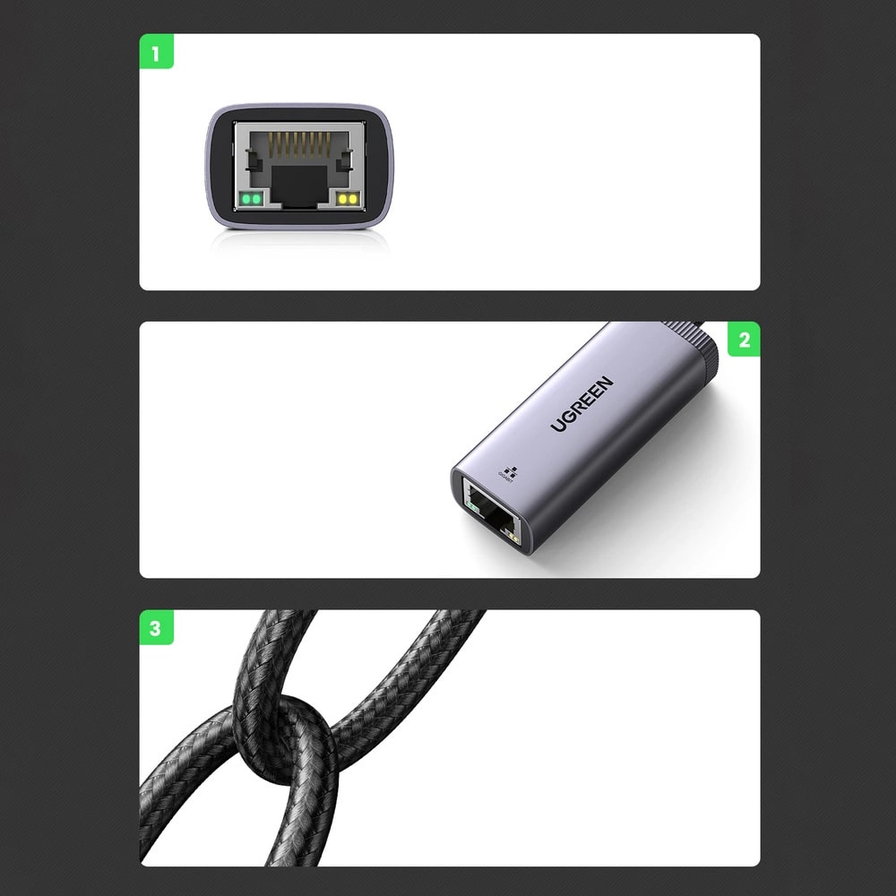 Преходник / адаптер UGREEN CM483/40322 от Type-C към RJ45 (LAN) Преходник / адаптер UGREEN CM483/40322 от Type-C към RJ45 (LAN)