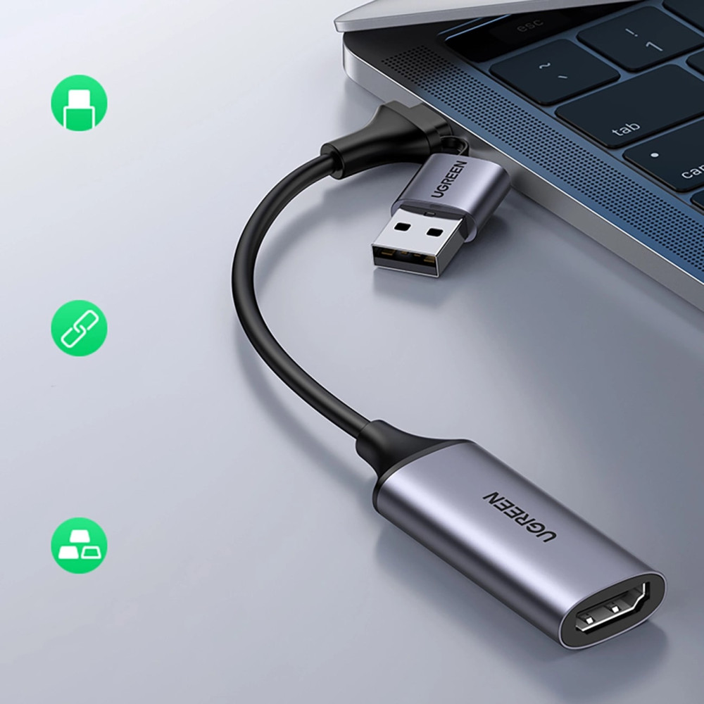 Преходник / адаптер UGREEN CM489/40189 от USB-A / Type-C към HDMI Преходник / адаптер UGREEN CM489/40189 от USB-A / Type-C към HDMI