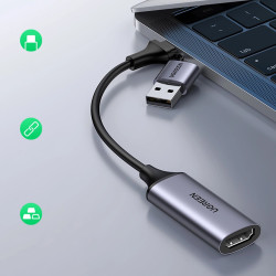 Преходник / адаптер UGREEN CM489/40189 от USB-A / Type-C към HDMI  Преходник / адаптер UGREEN CM489/40189 от USB-A / Type-C към HDMI