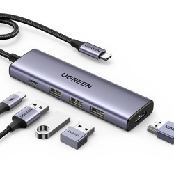 Мултифункционален хъб UGREEN Revodok  CM511/15596 5в1 от Type-C към 3xUSB-A, HDMI, USB-C Мултифункционален хъб UGREEN Revodok  CM511/15596 5в1 от Type-C към 3xUSB-A, HDMI, USB-C