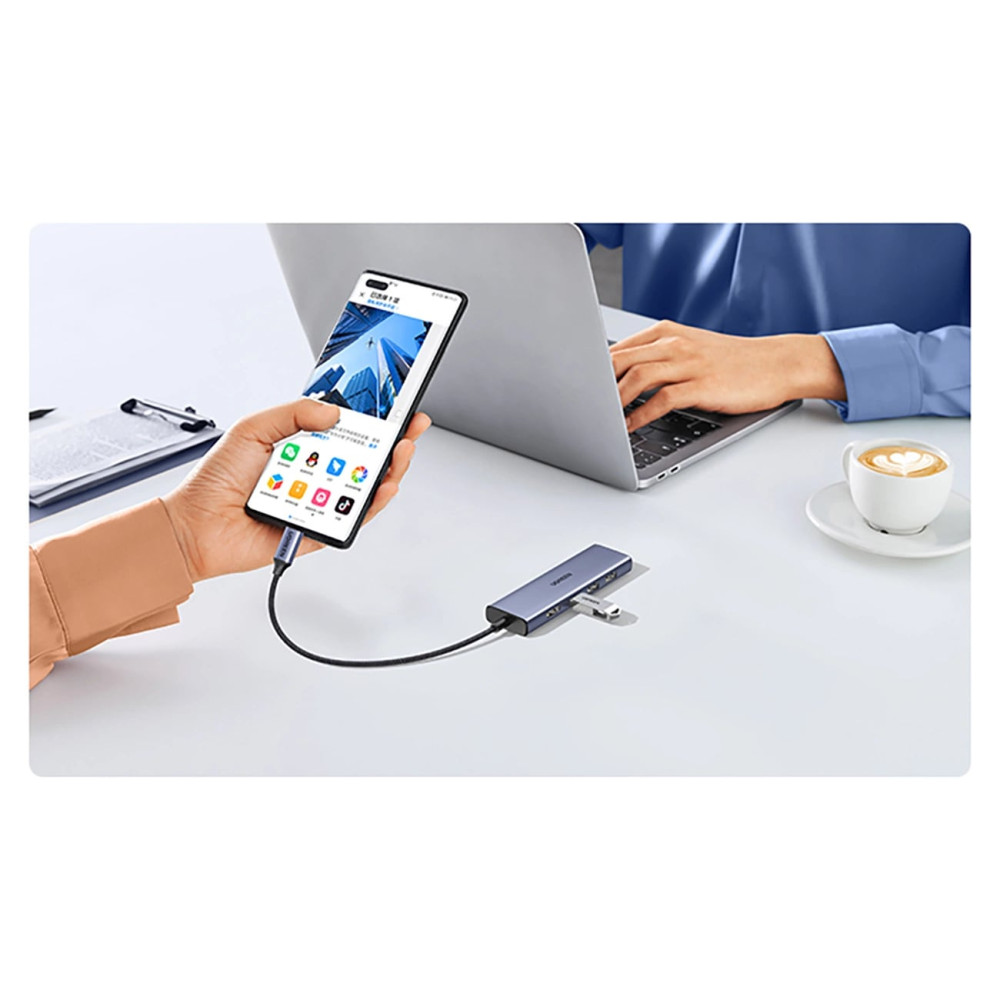 Мултифункционален хъб UGREEN CM511/20956A 6в1 от Type-C към 3xUSB-A, HDMI, SD card, MicroSD card Мултифункционален хъб UGREEN CM511/20956A 6в1 от Type-C към 3xUSB-A, HDMI, SD card, MicroSD card