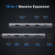 Мултифункционален хъб UGREEN CM639/15534 10в1 от Type-C към 2xHDMI, USB-A 3.0, 2xUSB-A 2.0, USB-C 3.0, SD, microSD (TF), RJ45 1000 Mbps, USB-C (PD) 100W