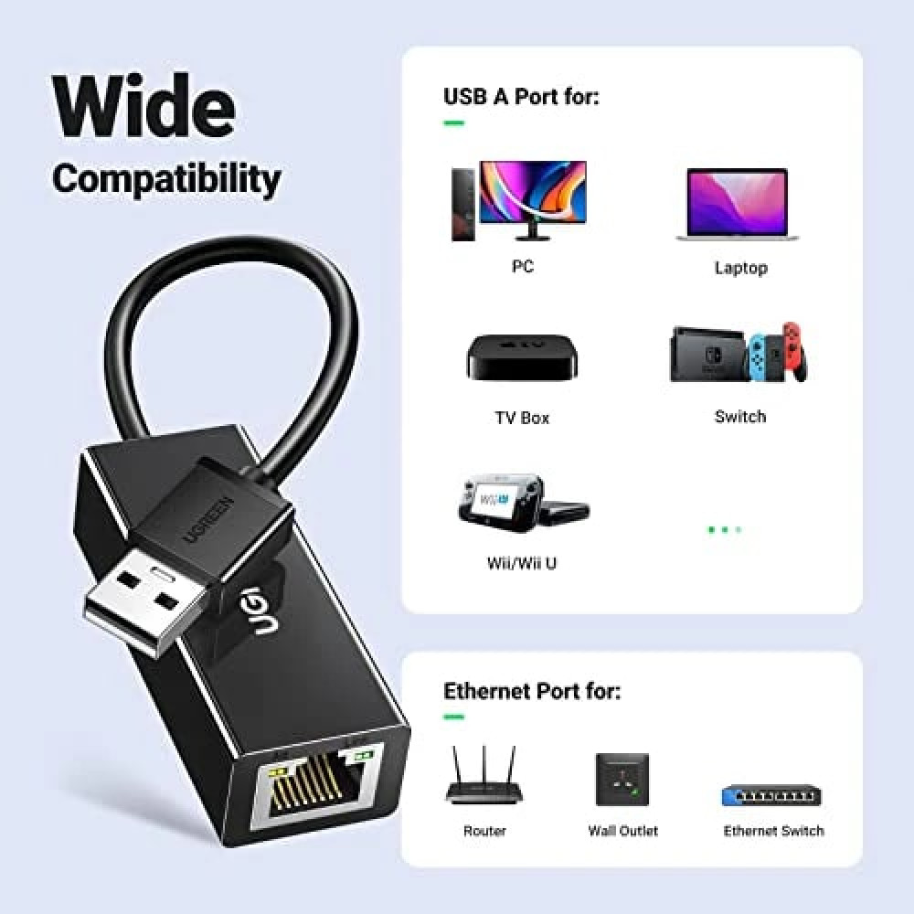 Преходник / адаптер UGREEN CR111/20256 от USB-A 3.00 към RJ45 (LAN) Преходник / адаптер UGREEN CR111/20256 от USB-A 3.00 към RJ45 (LAN)