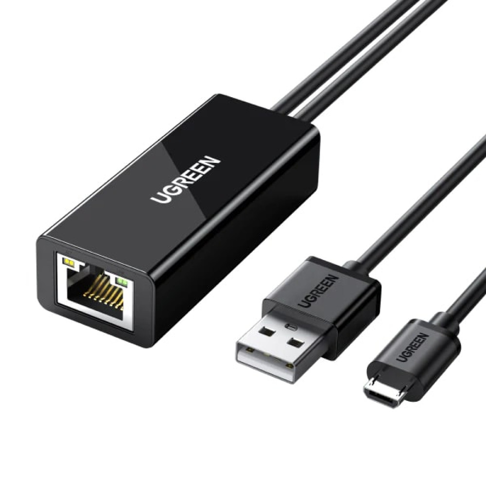 Преходник / адаптер UGREEN CR110/30985 от USB-A / Micro USB към RJ45 (LAN) Преходник / адаптер UGREEN CR110/30985 от USB-A / Micro USB към RJ45 (LAN)