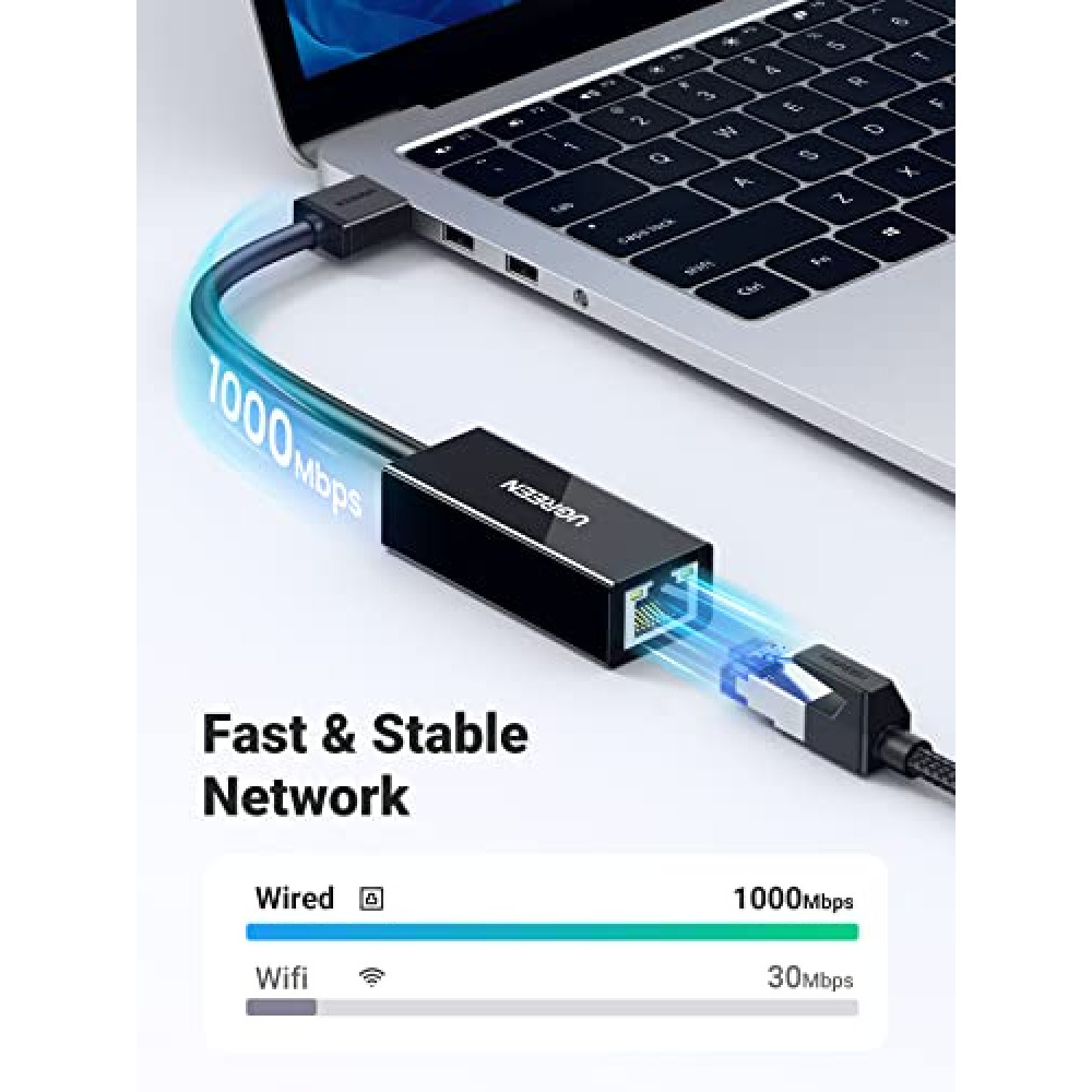 Преходник / адаптер UGREEN CR111/20256 от USB-A 3.00 към RJ45 (LAN) Преходник / адаптер UGREEN CR111/20256 от USB-A 3.00 към RJ45 (LAN)