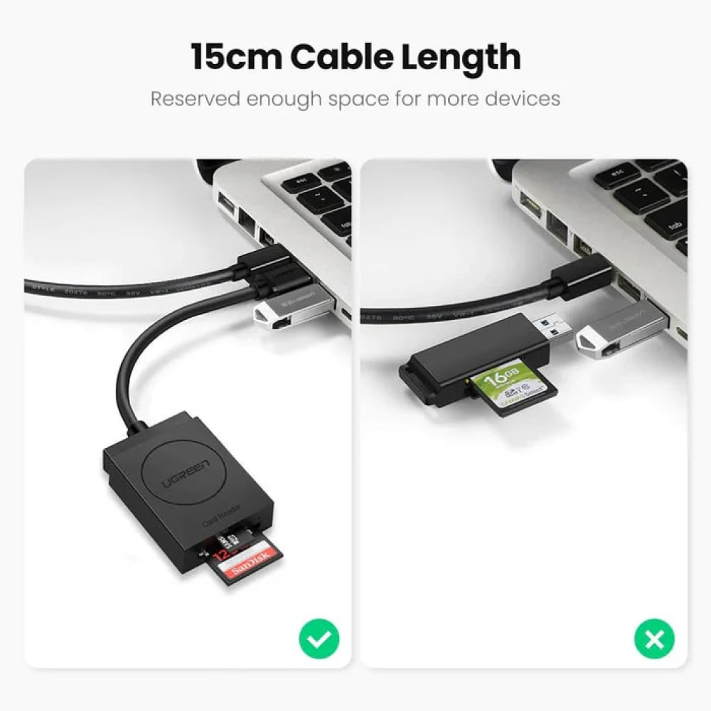 Преходник / Четец на карти UGREEN CR127/20250 - USB-A към SD, Micro SD Преходник / Четец на карти UGREEN CR127/20250 - USB-A към SD, Micro SD