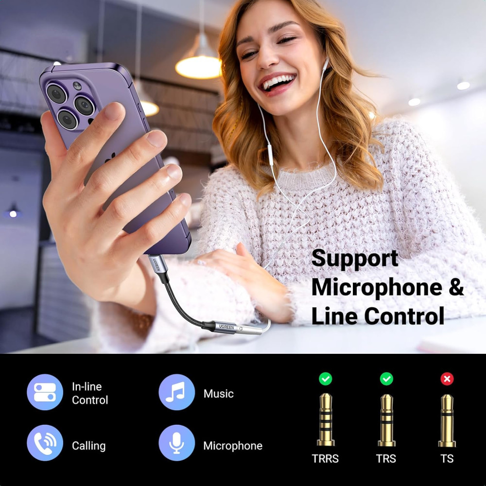 Аудио адаптер UGREEN US211/30756 - Lightning към AUX/ж/ 3.5mm Аудио адаптер UGREEN US211/30756 - Lightning към AUX/ж/ 3.5mm