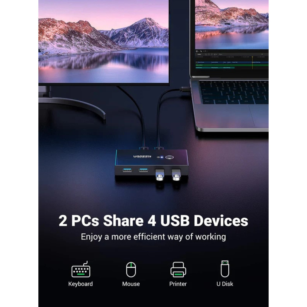 Превключвател UGREEN Sharing Switch Box US216/30768 от 2xUSB-A към 4xUSB-A 3.00 Превключвател UGREEN Sharing Switch Box US216/30768 от 2xUSB-A към 4xUSB-A 3.00