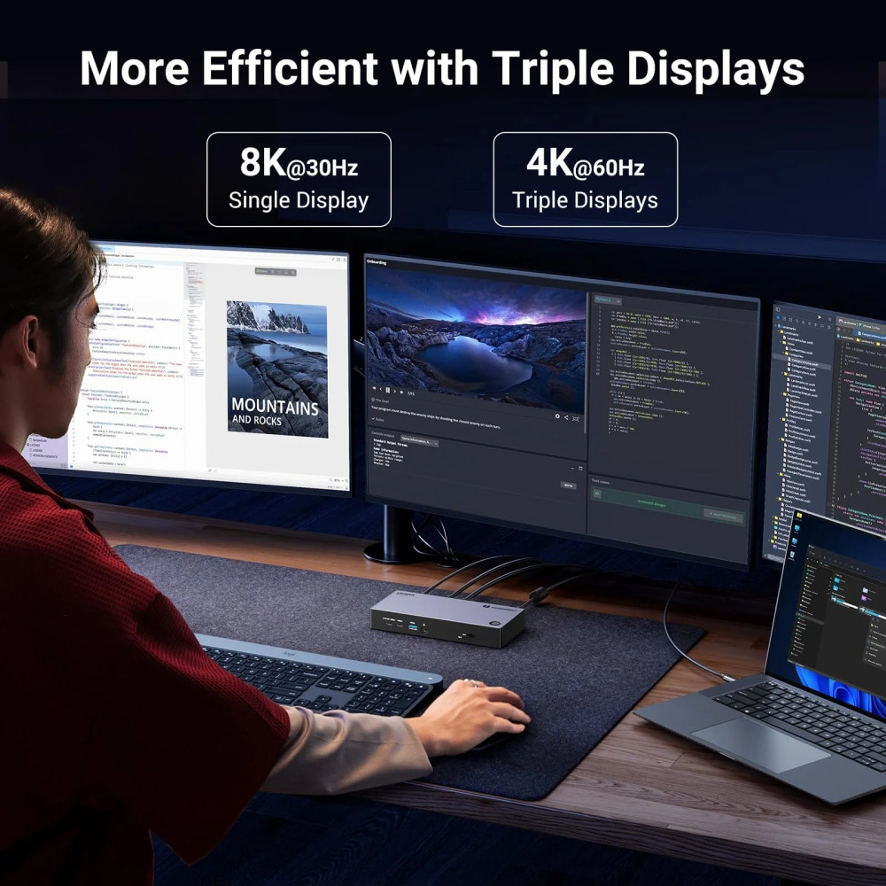 Докинг станция UGREEN U709/25085EU 13в1 - 2xThunderbolt, HDMI, DisplayPort, 2xUSB-C, 3xUSB-A, RJ45, SD, MicrosR (TF), AUX, DC Докинг станция UGREEN U709/25085EU 13в1 - 2xThunderbolt, HDMI, DisplayPort, 2xUSB-C, 3xUSB-A, RJ45, SD, MicrosR (TF), AUX, DC