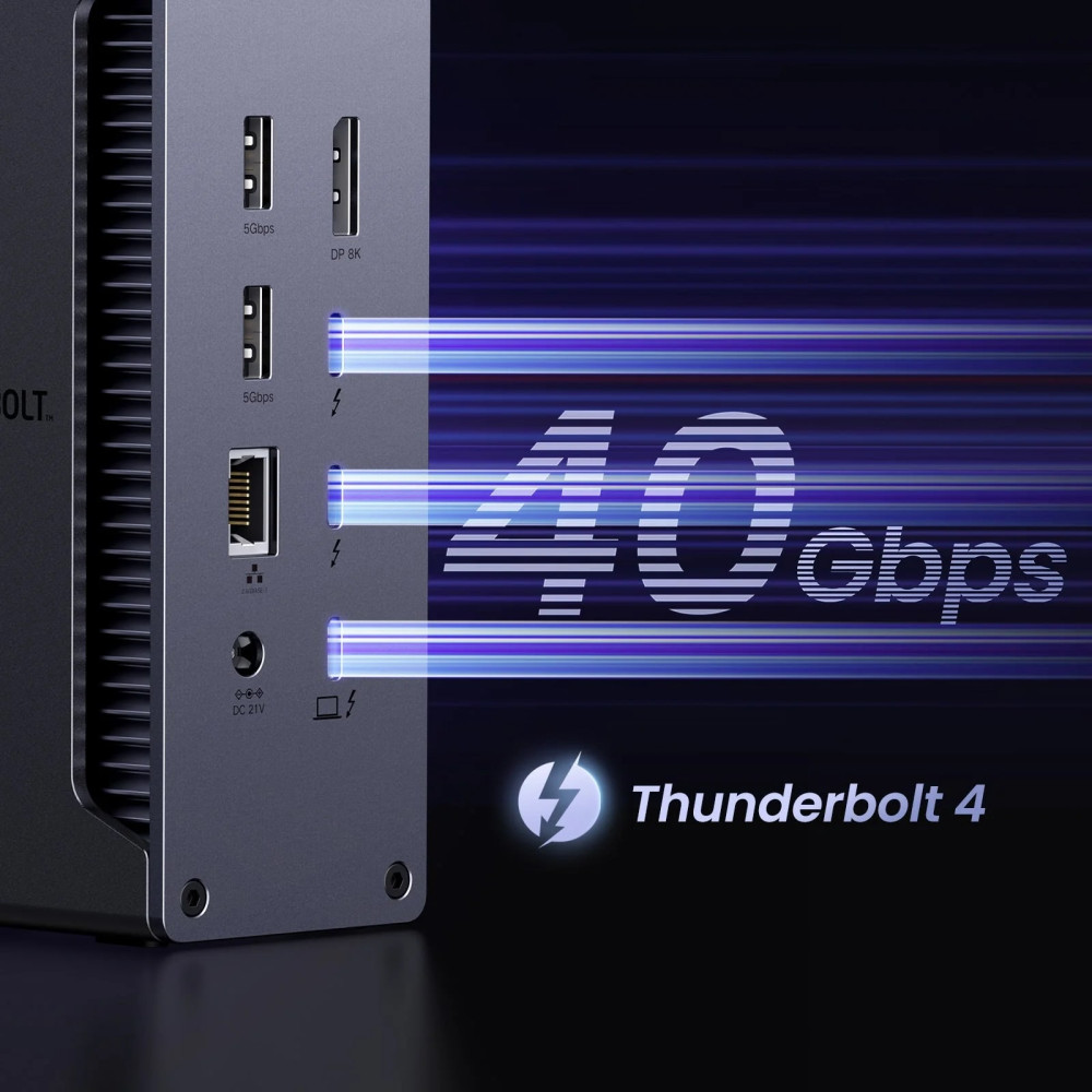 Докинг станция UGREEN U710/25054EU Revodok Max 213 13в1 - 3xThunderbolt, DisplayPort, 3xUSB-C, 2xUSB-A, AUX, SD, MicrosR (TF), RJ45 Докинг станция UGREEN U710/25054EU Revodok Max 213 13в1 - 3xThunderbolt, DisplayPort, 3xUSB-C, 2xUSB-A, AUX, SD, MicrosR (TF), RJ45