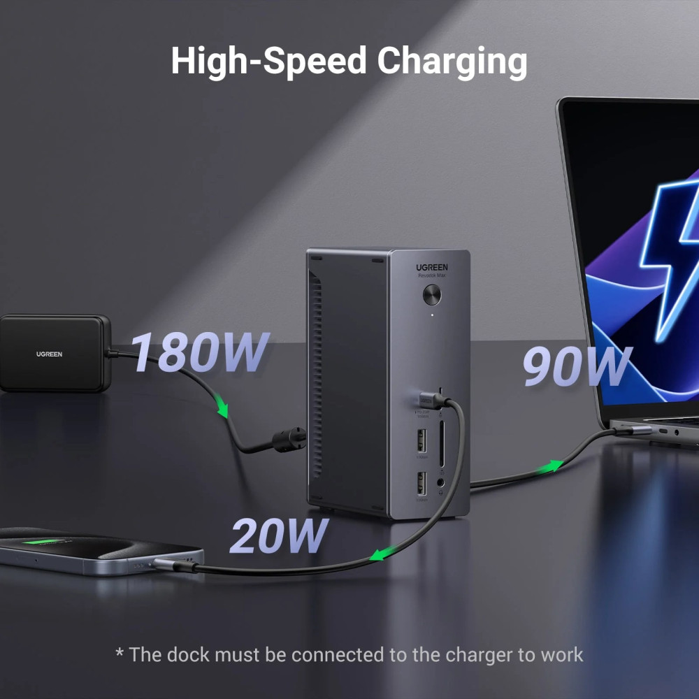Докинг станция UGREEN U710/25054EU Revodok Max 213 13в1 - 3xThunderbolt, DisplayPort, 3xUSB-C, 2xUSB-A, AUX, SD, MicrosR (TF), RJ45 Докинг станция UGREEN U710/25054EU Revodok Max 213 13в1 - 3xThunderbolt, DisplayPort, 3xUSB-C, 2xUSB-A, AUX, SD, MicrosR (TF), RJ45
