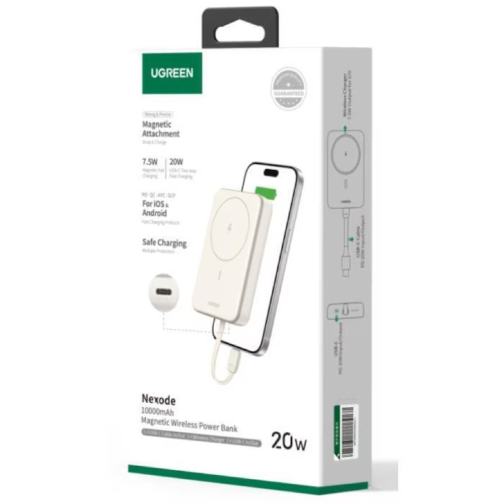 Външна батерия UGREEN - 10 000 mAh, 20W, PB760/35341 + кабел Type-C Външна батерия UGREEN - 10 000 mAh, 20W, PB760/35341 + кабел Type-C