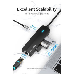 Хъб VENTION TGPBB от Type-C към 3xUSB-A 3.0, RJ45, Micro-B Хъб VENTION TGPBB от Type-C към 3xUSB-A 3.0, RJ45, Micro-B