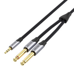 Аудио кабел VENTION BARHG - 1(M)x mini jack 3.5mm към 2(M)x jack 6.5mm, 1.5 метра  Аудио кабел VENTION BARHG - 1(M)x mini jack 3.5mm към 2(M)x jack 6.5mm, 1.5 метра