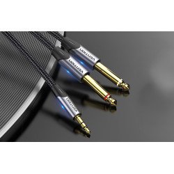 Аудио кабел VENTION BARHG - 1(M)x mini jack 3.5mm към 2(M)x jack 6.5mm, 1.5 метра  Аудио кабел VENTION BARHG - 1(M)x mini jack 3.5mm към 2(M)x jack 6.5mm, 1.5 метра