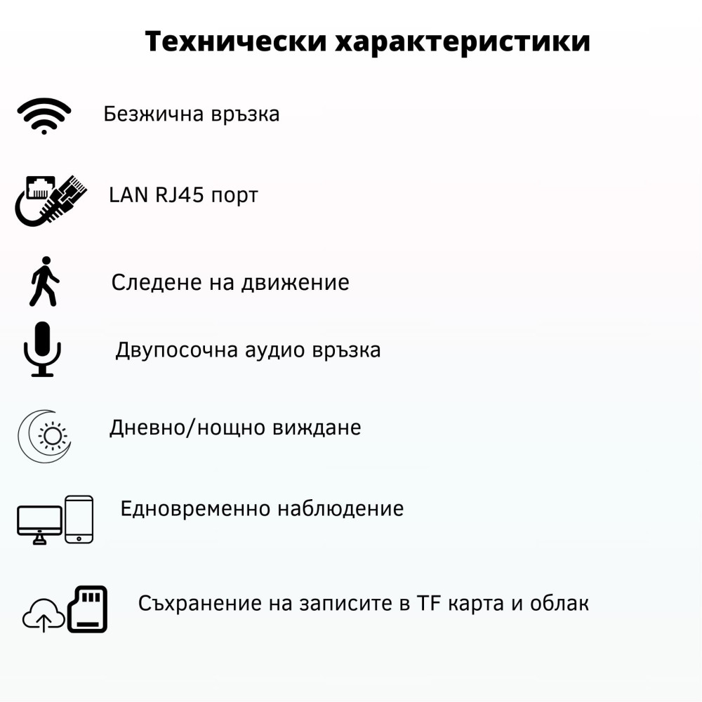 Външна WiFi камера с микрофон, нощно виждане и следене на движение, слот за TF карта, 2MP - Q3-20W