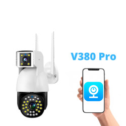 Външна WiFi двойна камера с микрофон, нощно виждане и следене на движение, слот за SD карта, 2MP - SC01-W