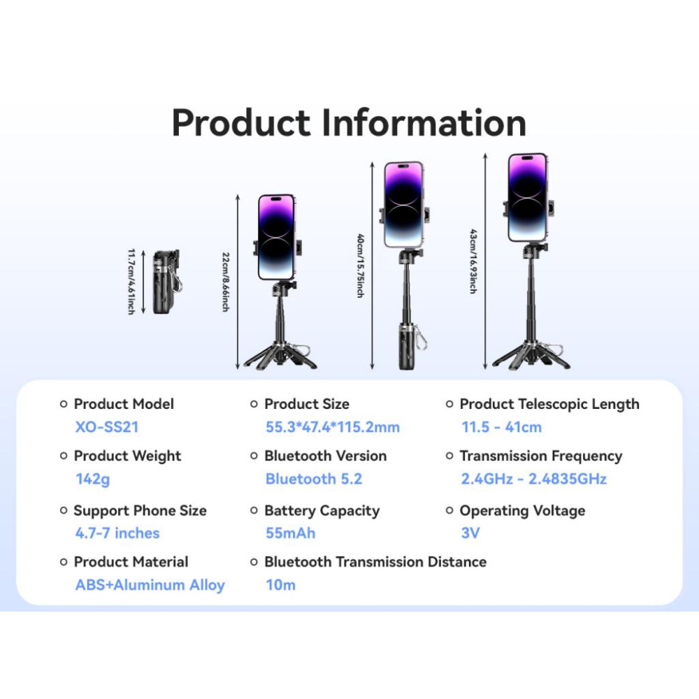 Селфи стик XO Tripod Stand SS21,vBluetooth Селфи стик XO Tripod Stand SS21,vBluetooth