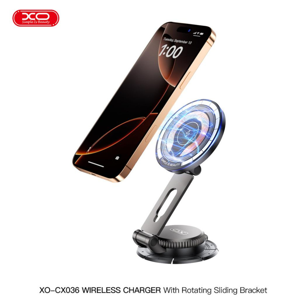 Холдер XO - CX036, въртящ се дизайн + Wireless 15W Холдер XO - CX036, въртящ се дизайн + Wireless 15W