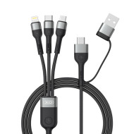 Кабел 6-в-1 XO, 60W, NB254, USB-A + Type-C към Type-C, Lightning, Micro USB, 1.2 метра Кабел 6-в-1 XO, 60W, NB254, USB-A + Type-C към Type-C, Lightning, Micro USB, 1.2 метра