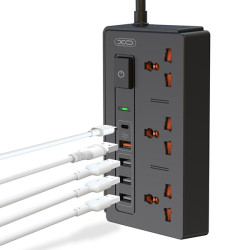 Разклонител смарт XO - WL06 3 x Sockets + 4 x USB + USB-C (30W) Разклонител смарт XO - WL06 3 x Sockets + 4 x USB + USB-C (30W)