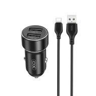 Зарядно за автомобил 12V XO - CC53 12W, Mini Metal 2.4A, 2xUSB-A + кабел Type-C Зарядно за автомобил 12V XO - CC53 12W, Mini Metal 2.4A, 2xUSB-A + кабел Type-C