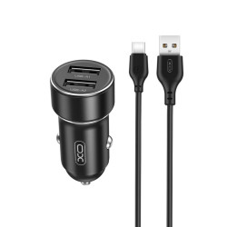 Зарядно за автомобил 12V XO - CC53 12W, Mini Metal 2.4A, 2xUSB-A + кабел Type-C Зарядно за автомобил 12V XO - CC53 12W, Mini Metal 2.4A, 2xUSB-A + кабел Type-C