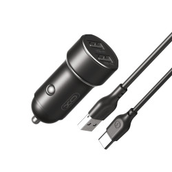 Зарядно за автомобил 12V XO - CC53 12W, Mini Metal 2.4A, 2xUSB-A + кабел Type-C Зарядно за автомобил 12V XO - CC53 12W, Mini Metal 2.4A, 2xUSB-A + кабел Type-C