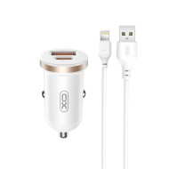 Зарядно за автомобил 12V XO - CC56 30W, USB-A, USB-C, QC 3.0, PD3, CC56 + кабел Lightning Зарядно за автомобил 12V XO - CC56 30W, USB-A, USB-C, QC 3.0, PD3, CC56 + кабел Lightning
