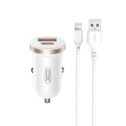 Зарядно за автомобил 12V XO - CC56 30W, USB-A, USB-C, QC 3.0, PD3, CC56 + кабел Lightning Зарядно за автомобил 12V XO - CC56 30W, USB-A, USB-C, QC 3.0, PD3, CC56 + кабел Lightning