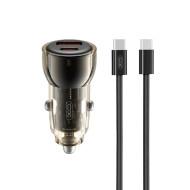 Зарядно за автомобил 12V XO - CC60 60W, USB-A/QC 3.0 + USB-C/PD3 + кабел Type-C - Type-C Зарядно за автомобил 12V XO - CC60 60W, USB-A/QC 3.0 + USB-C/PD3 + кабел Type-C - Type-C