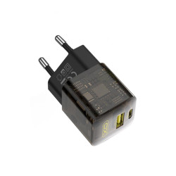 Зарядно устройство 220V XO - CE05, 30W, USB-A, USB-C, GaN Зарядно устройство 220V XO - CE05, 30W, USB-A, USB-C, GaN